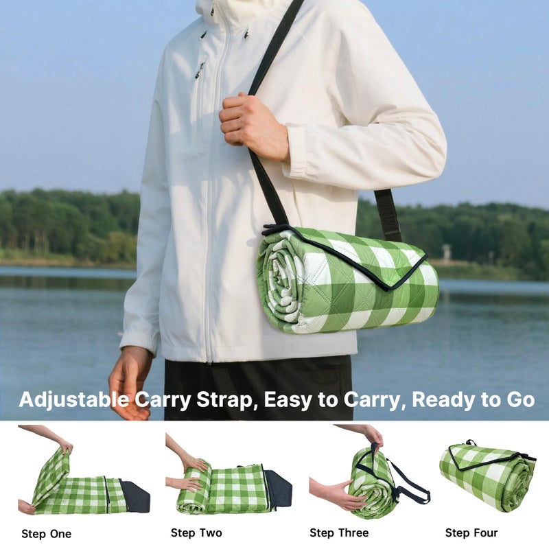 TigeJoy Extra Large Picnic Blanket Waterproof Foldable 80''x80''  Outdoor Picnic Mat Beach Blanket Sandproof for Park  Grass  Travel  Hiking  Camping Essentials  Gingham Picnic Blanket - Image 3